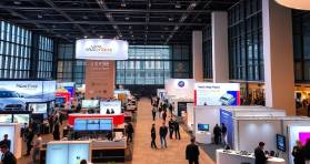 Modern trade shows at a prestigious New York university venue.